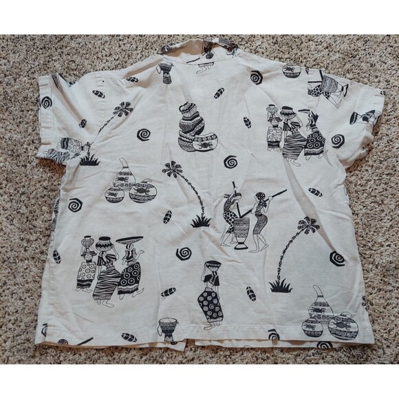 Hot Cotton By Marc Ware 55% Linen Womens Top, Sz XL, Short Sleeve, Button Front - Picture 5 of 6
